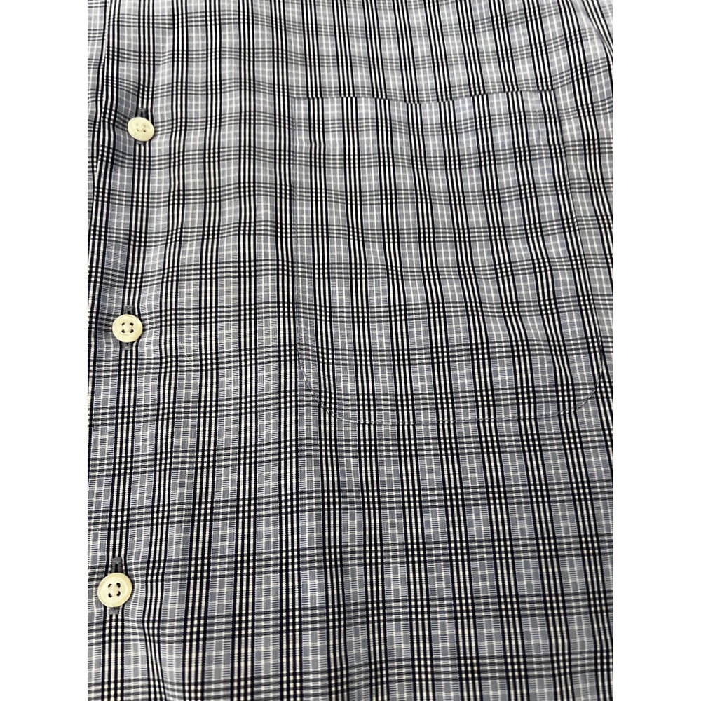 Nordstrom Smartcare Mens Trim Fit Plaid Button Down Shirt Blue Grey 17.5 32-33 - Picture 3 of 7
